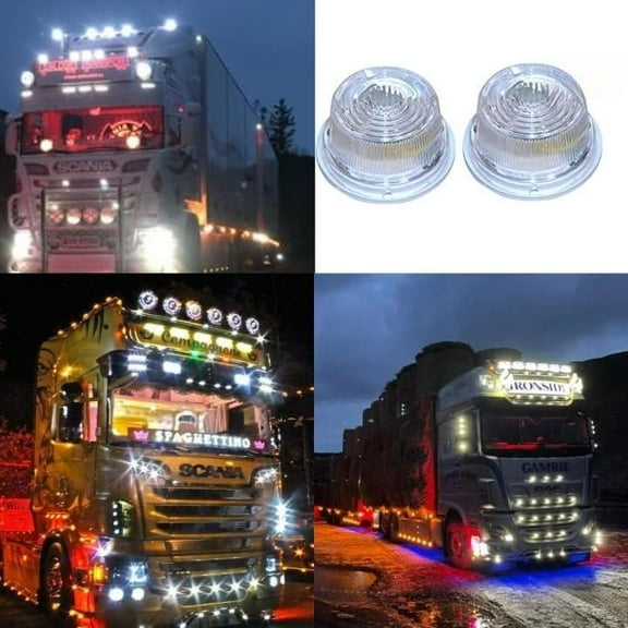APSMOTIV 24V Volts Round Flashers Light Universal Vehicle for Truck Tractor Bus,Iseki,Yanmar Red emergency roadside flashers Clear| 2 Pieces