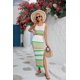 thumbnail image 1 of 2023 verano Amazon mujeres europeas y americanas nuevo cuello cuadrado rayas hueco conjunto Chaleco Corto vestido largo dividido para mujeres, 1 of 5