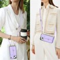 thumbnail image 7 of For iPhone 15 RFID Blocking Protective Purse Wallet Case Magnetic Organ Style Flip Cover Multi-Card Slots Pocket With Detachable Shoulder Strap And Wrist Strap,Purple,For iPhone 15, 7 of 7