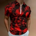 thumbnail image 2 of Red Black Red And Black Ink, Abstract Art Men Zipper T-shirt Summer Casual Short Sleeve T-shirt Top, 2 of 7