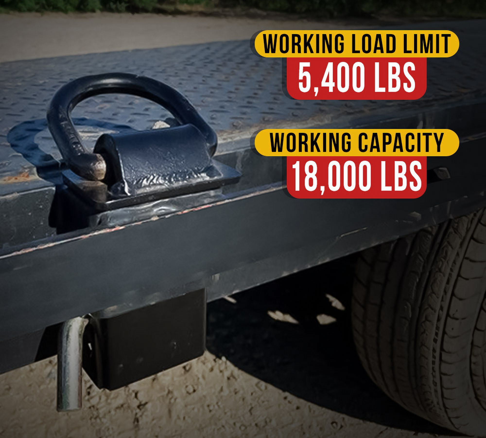 (8 Pack) Heavy Duty Adjustable Trailer Stake Pocket -Small 5/8 Inch Forged D Ring Black Powder Coated w/ 1/2" Hitch Pin, Load Limit 5400 lbs & 2 Adjustable Holes | Stake Pocket D-Ring
