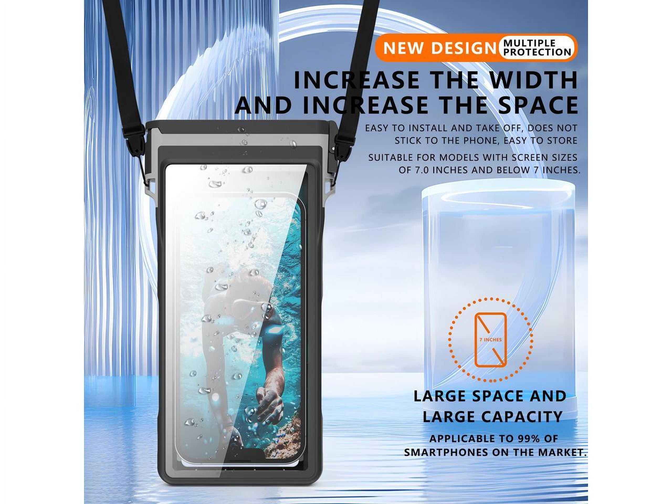 Waterproof Phone Pouch Case with Waterproof Bluetooth Remote Shutter, Underwater Dry Bag for Phone Protector for iPhone 15 14 13 12 11 Pro Max Galaxy S24 S23 S22 Ultra Pixel to 7" for Beach Cruise