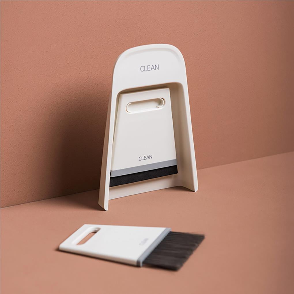 Mini Broom Dustpan Set Desktop Broom Dust Pan Table Desktop Working Tiny Dustpan Brush Set For Cleaning Table Countertop Keyboard Grey White