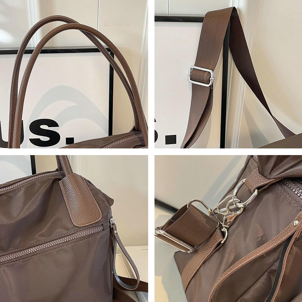 Zhengup Large Handbags for Women Top-Handle Purse Roomy Casual Shoulder Crossbody Bags Nylon Travel Working Tote Purse