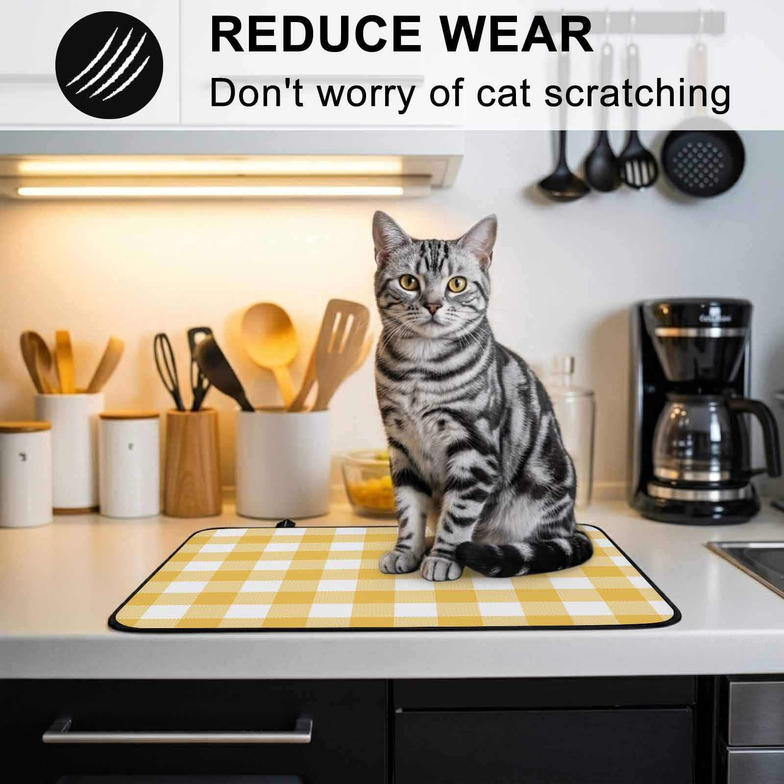 Plaid Yellle, Stove Top Cover for Electric Stove, Heat-proof & Non Slip Glass Top Stove Cover Protector, Rural Abstract Geometric Lattice Kitchen Flat Cooktop Rubber Mat 24x21 Inches
