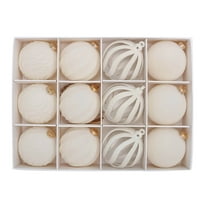 12-Pack Flocked Velvet Christmas Ornaments, 2.4-Inch Brown Plastic Balls with Hanging Rope for Holiday Tree Decor