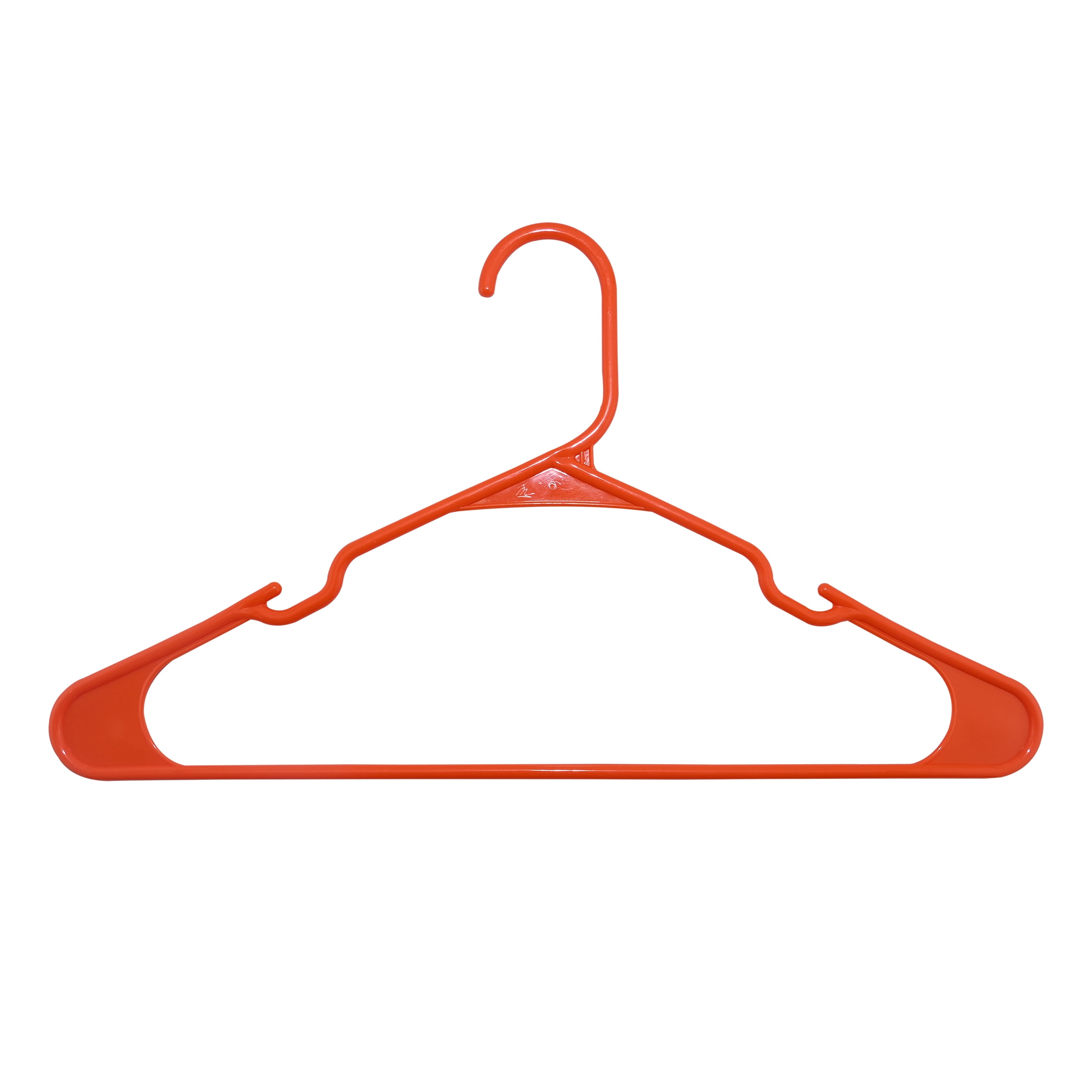 Closetselect Plastic Notched Adult Hangers for Any Clothing Type, Bright Orange 100 Count