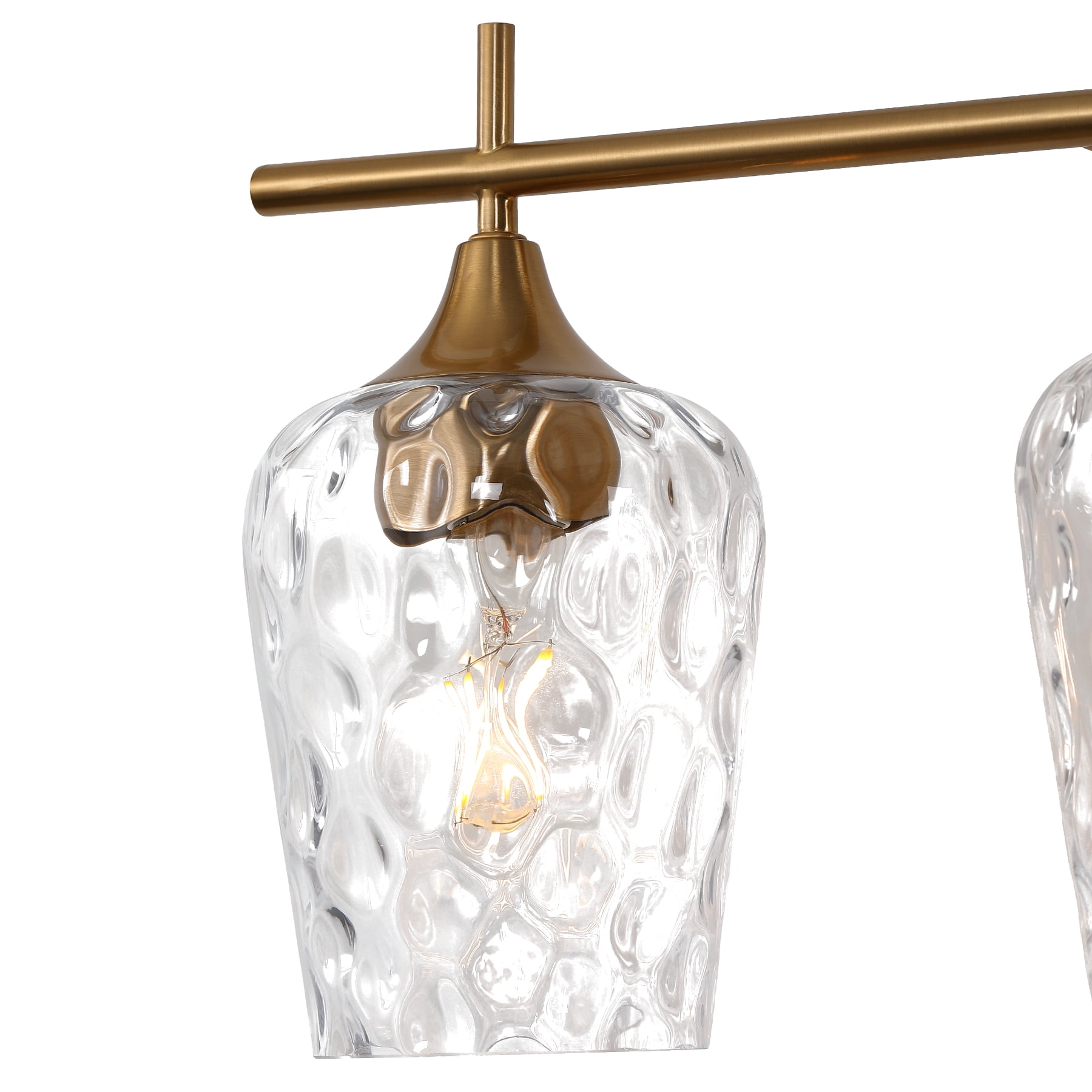 Fnova 3-Light Bathroom Vanity Light, Water Ripple Hammered Glass Shade, Damp Rated Bathroom Wall Light Fixture for Bathroom Vanity Mirror Bedroom Hallway Living Room