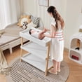 thumbnail image 6 of Garvee Diaper Changing Table, Baby Changing Table with Changing Pad, Portable Baby Diaper Changing Station with 2 Tier Storage Shelves, for Newborn Baby, Infant, White, 6 of 7