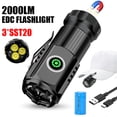 thumbnail image 2 of New Powerful 3 F350LED Flashlight Type-C Rechargeable Portable  2000LM Lamp With Clip And Magnet Tactical Lantern, 2 of 7