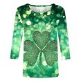 thumbnail image 5 of successthop Green 3/4 Womens Shirts Casual St Patricks Day Plus Size with Crew Neck Polyester Casual St. Patricks Day Blouse Tops for Irish Themed Gifts 3XL, 5 of 5