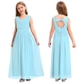 thumbnail image 3 of Miaeowve Robe de Demoiselle d'Honneur pour Fille Sans Manches en Mousseline Perlée, Robe de Demoiselle d'Honneur Junior, Robe de Fête de Mariage pour Filles, Bleu Pâle 10, 3 of 7
