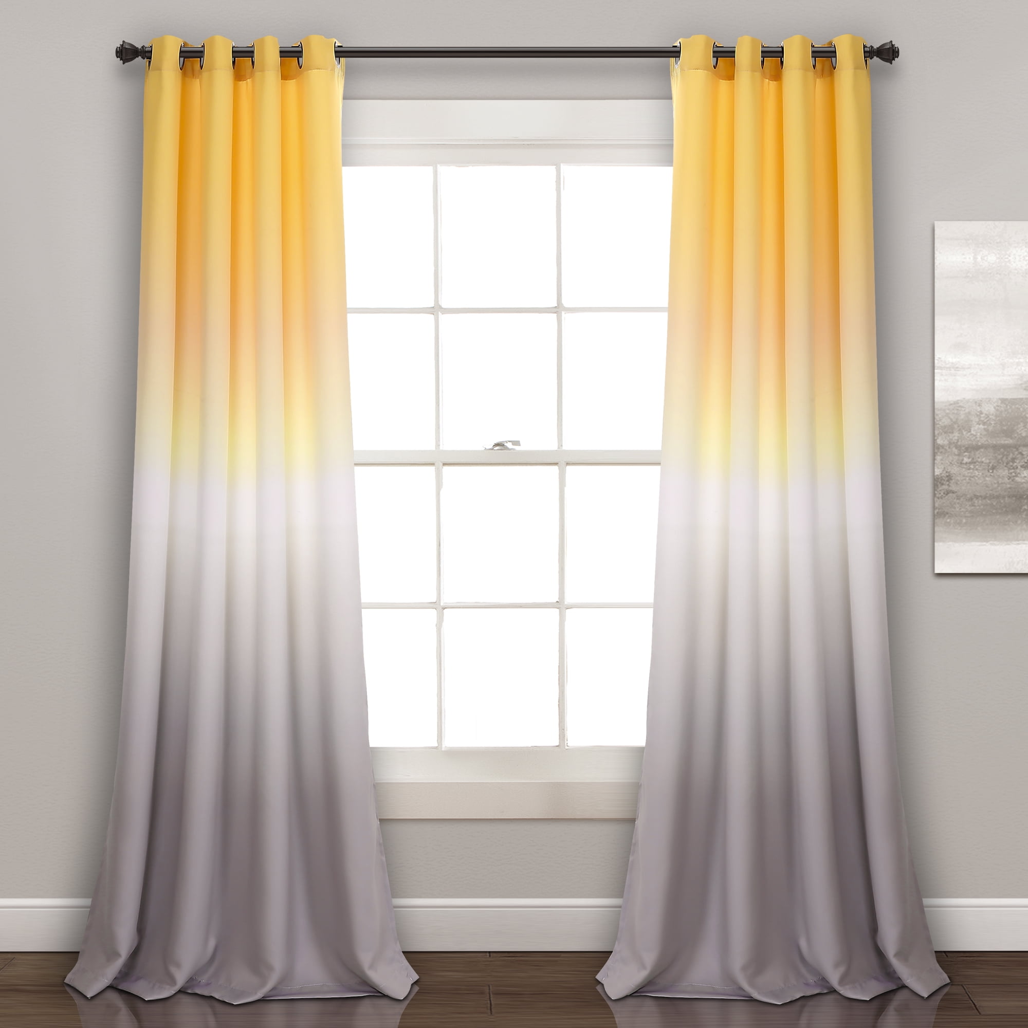 Intelligent Design Yellow Curtains for Living Room Modern Contemporary Grommet Room Darkening Curtains for Bedroom 42X63 Alex Geometric Chevron Window Curtains 2-Panel Pack