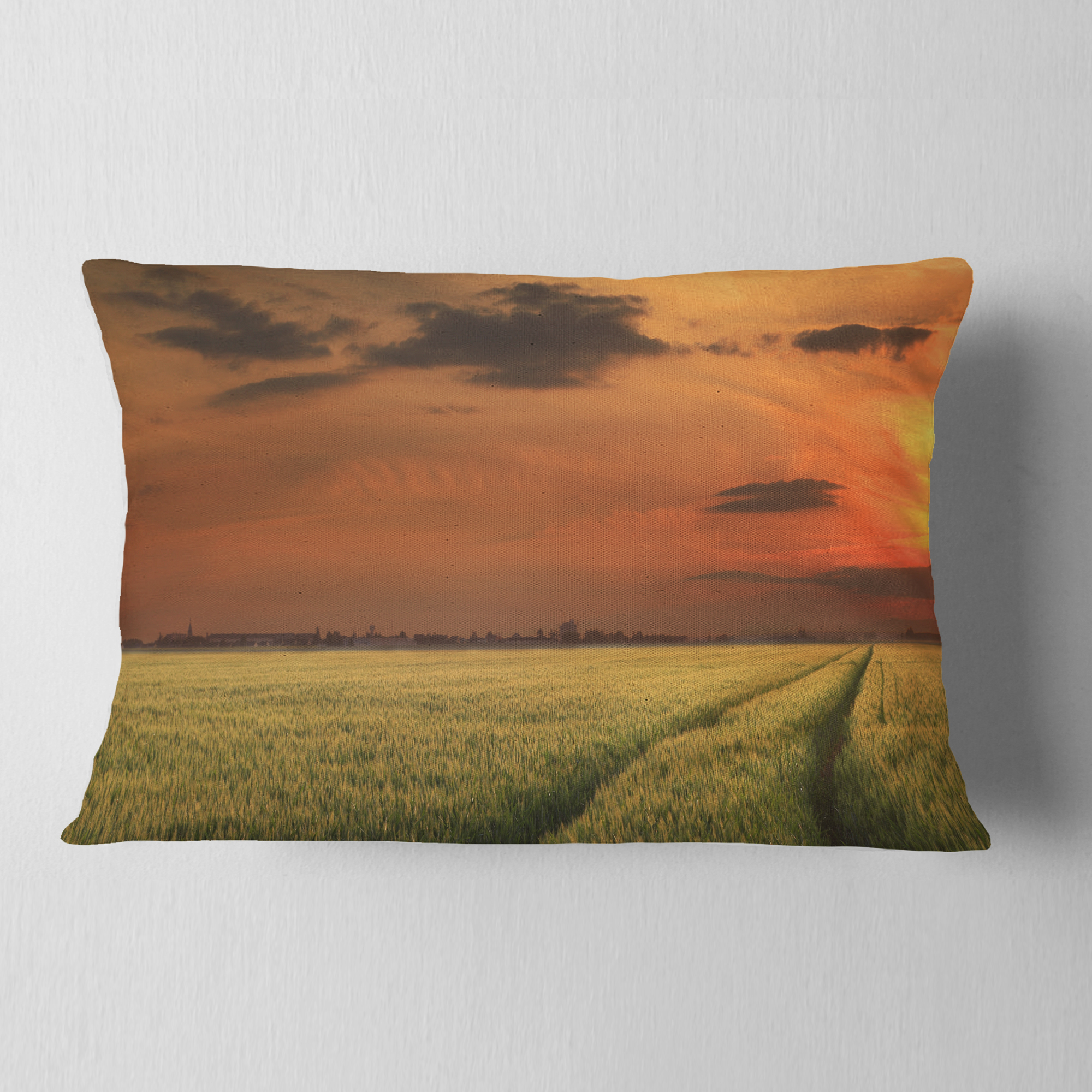Designart 12" x 20" Red Polyester Throw Pillow