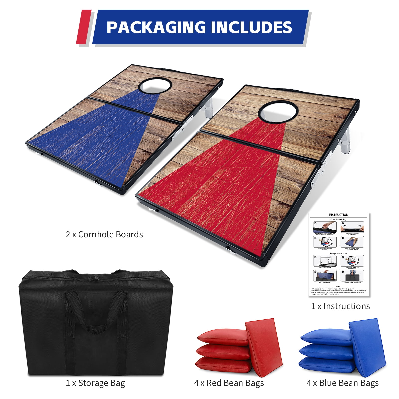 Ultra-Portable 3ft x 2ft Aluminum Alloy Cornhole Set – Foldable Lightweight Cornhole Boards with 8 All-Weather Bean Bags, Perfect for Backyard, Beach & Tailgate Parties