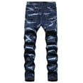 thumbnail image 3 of jsaierl Men's Washed Distressed Denim Pants Fashion Slim Fit Straight Leg Jeans Casual Stretch Skinny Denim Trousers, 3 of 8
