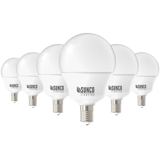 Sunco Lighting 6 Pack G14 LED Globe, 5W=40W, Candelabra Bulb, 450 LM