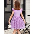 thumbnail image 4 of Oudiya Toddler Girls Tutu Purple Dress Fluffy Ruffle Sleeve Dresses Summer Casual Tulle Party Sundress for Kids 4T-5T, 4 of 7