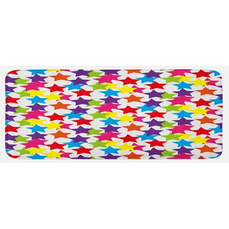 

Modern Kitchen Mat Little Rainbow Colored Funky Stars Boys Girls Theme Print Plush Decorative Kitchen Mat with Non Slip Backing 47 X 19 Multicolor by Ambesonne