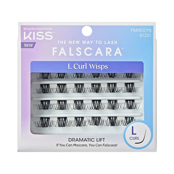 KISS Falscara False Eyelash Extension Wisps, Black, Style L Curl, 24 Lash Wisps