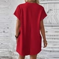 thumbnail image 4 of MaFYtyTPR Women's Summer T-Shirt Dresses Casual Fashion Crew Neck Rolled Short-Sleeve Loose Solid Color Dress Red L, 4 of 5