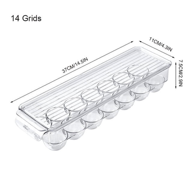 Mutiple Grids Egg Storage Box with Lid & Enlarge Widen Handle Reusable Transparent Stackable Refrigerator Storage Box New - 12 Grids