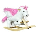 thumbnail image 3 of Qaba Kids Rocking Horse, Wooden Plush Ride-On Unicorn Chair Toy with Lullby Song for 18-36 months children, 3 of 10