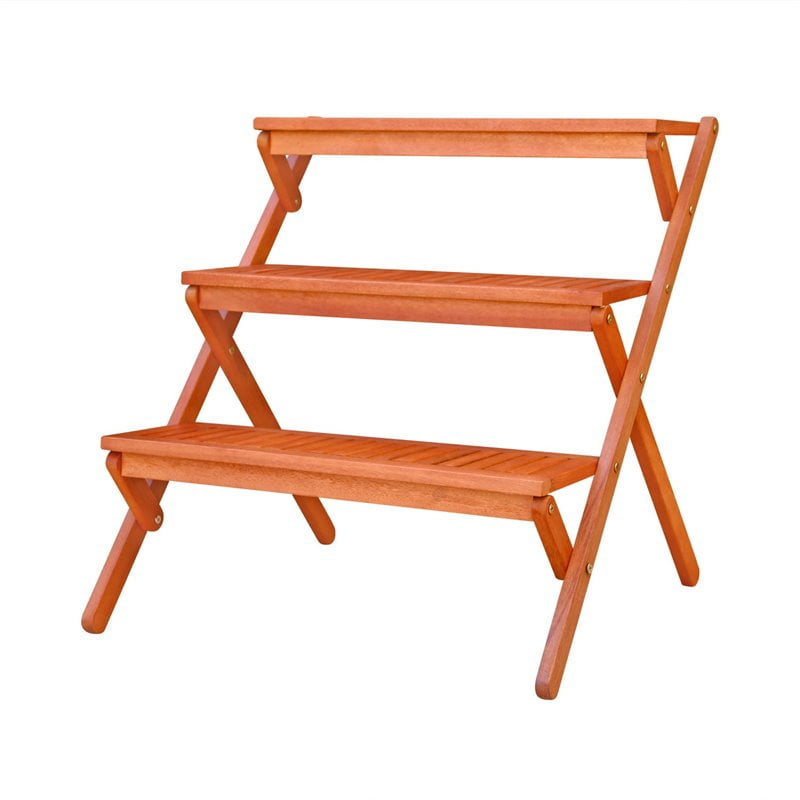 Outdoor Wood Three-Layer Plant Stand by DVG