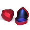 thumbnail image 1 of Caja de anillos en forma de corazón, soporte de terciopelo, organizador de cofre de joyería, caja de pendientes (rojo), 1 of 5