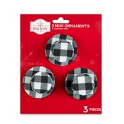 Holiday Time Black and White Top Hat Ornaments, 3 Count