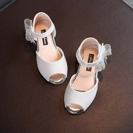 

Bnwani Children Casual Shoes Princess Shoes Girl Sandals Baby Girls Soft-Soled Sandals White Size 3-4 T