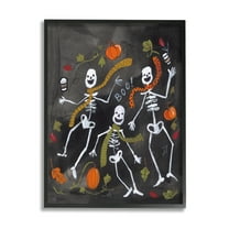 Stupell Industries Autumn Skeletons with Coffee Holiday Painting Black Framed Art Print Wall Art, 11 x 14