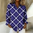 thumbnail image 2 of Kilaqueen Buffalo Plaid Shirts for Women Long Sleeve Lapel Button Down Shirts Lightweight Casual Retro Versatile Tops, 2 of 3