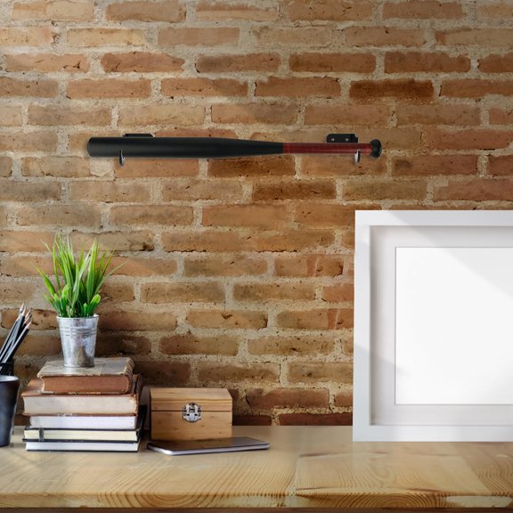 Topbathy Black Baseball Bat Display Rack Wall Mount Holder for Horizontal Bat Storage and Showcase, 1 Set