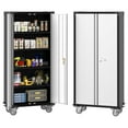 thumbnail image 2 of Garvee 72"H Metal Storage Cabinet with Wheels, Tool Cabinet W/Lock & Adjustable Shelves for Home, Garage, Office, Silver Black, 2 of 8