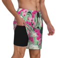 thumbnail image 2 of Naloa Orchids Flowers Print Men Swim Trunks with Compression Liner ,Board Shorts,Men's Swim Shorts with Drawstring and Elastic Waistband-3X-Large, 2 of 6