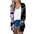 thumbnail image 2 of LOVZFMLL Vestes pour Femmes Imprimé Manches Longues Blouse Décontractée avec Poche Cardigan Extérieur, 2 of 6