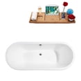 thumbnail image 3 of 67" Cast Iron R5061BL-CH Soaking Clawfoot Tub and Tray with External Drain in Polished Chrome and Matte Black Clawfeet, 3 of 9