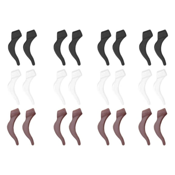 Silicone Ear Grips for Glasses, 12 Pairs Anti-Slip Ear Hooks for Sports & Reading Glasses, Clear Retainer Sleeves, Cxui 24Pcs Silicone Glasses Ear Clips Black Red