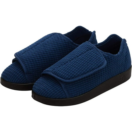 

Silvert s Adaptive Clothing & Footwear Men s Double-Extra Wide Slip-Resistant Slippers for Seniors 12 XX-Wide Navy/Black