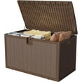 thumbnail image 2 of YUSAZENS Boîte de Rangement Extérieure de 130 Gallons, Résine Plastique, Résistante aux Intempéries, Contenant Organisateur d'Outils de Patio Brun, 2 of 8