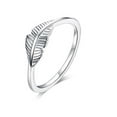 thumbnail image 2 of Sterling Silver Feather Ring: 925 Silver with Zircon, Oxidized Finish, Lightweight 1.6G Design, Fashion Jewelry for Women, 2 of 6
