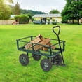 thumbnail image 2 of HLL Outdoor Utility Wagon Heavy Duty Garden Cart Steel Mesh Frame Garden Wagon with Wheels Foldable Sides Flexible Lever for Grocery Lawn Yard Garden Beach, Green, 2 of 7