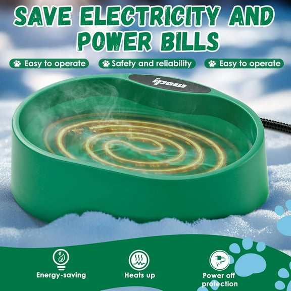 IPOW 3.5L Pet Heated Water Bowl - Keep Water Warm at 38-40°C for Cats & Dogs, Durable THeated Dog Bowl with Anti-Chew & Waterproof Cord, Perfect for Winter & Outdoor Use