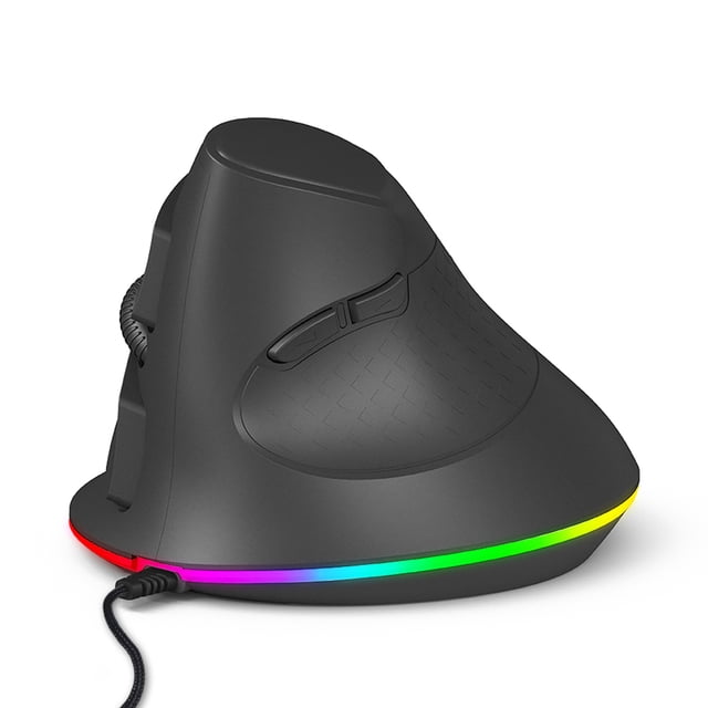 Mistaha Ergonomic Wired Vertical Mouse with Silent Switches and Customizable Lighting - 7 Programmable Buttons - DPI Settings up to 7200 - Compatible with Windows, Mac, and More