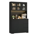 thumbnail image 6 of Homfa 70.9'' Kitchen Pantry Cabinet with Charging Station and LED Light, 3 Drawers Buffet Storage Cabinet with Glass Doors and Adjustable Shelves, Black, 6 of 7