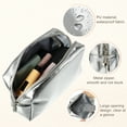 thumbnail image 5 of Unique Bargains Small Portable Travel Cosmetic Bag Women Zipper PU Leather Makeup Bag Suitable for Lipstick Silver Tone, 5 of 6