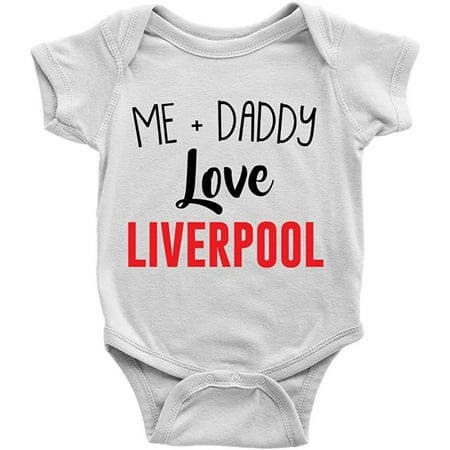 

GKrepps Me + Daddy Love Liverpool Baby Bodysuit Girl boy Infant Toddler Organic Clothes Creeper White 0-6 Months