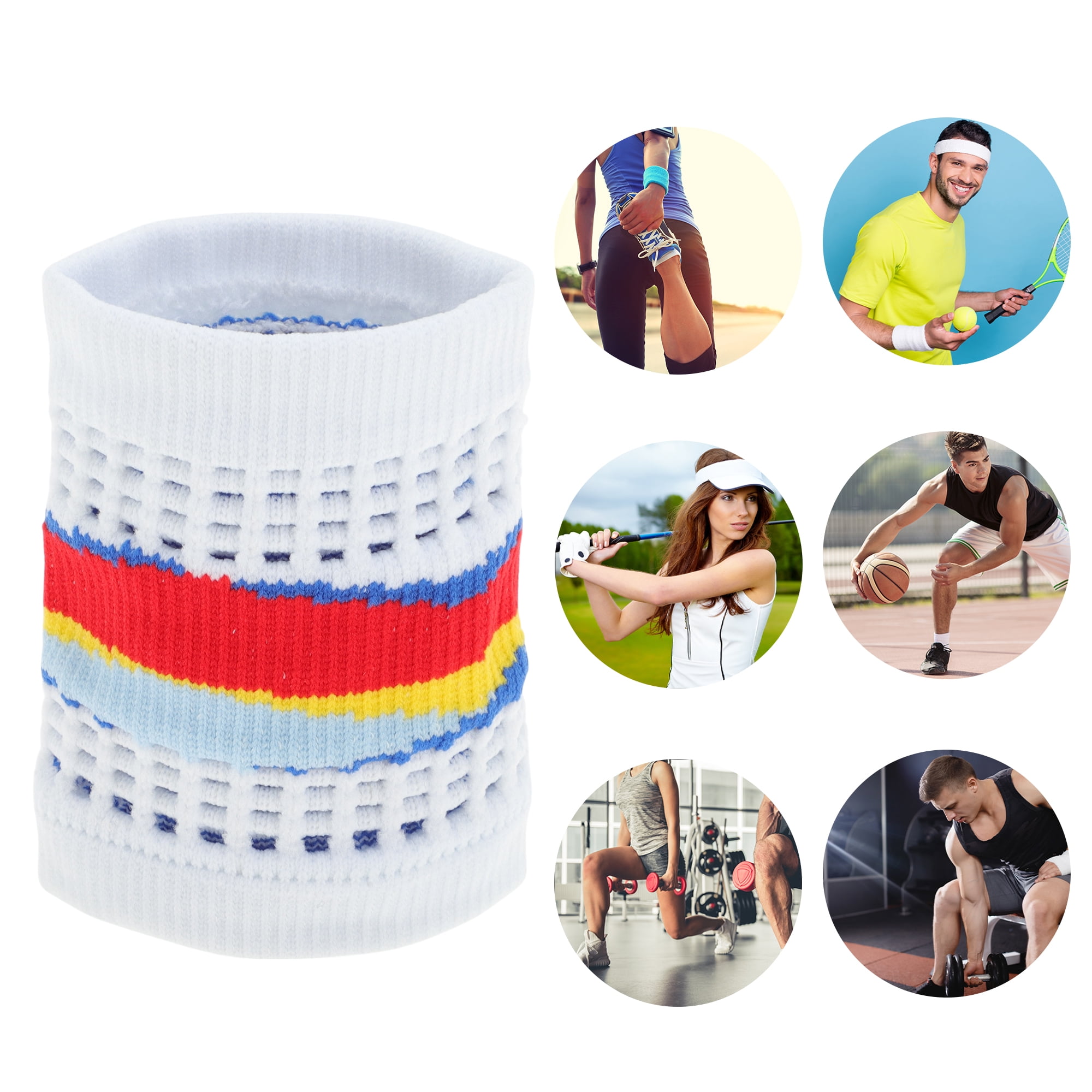 Unique Bargains Durable Perspiration Wicking Wrist Sweatbands 1 Pc White Blue