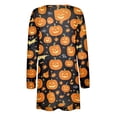 thumbnail image 5 of WTOBBY Women's Mid-Length Halloween Print Cardigan Jacket Casual Comfortable Open Front Long Sleeve Cover Up With Pockets Fall Fashion Outerwear,Ginger 2XL, 5 of 8